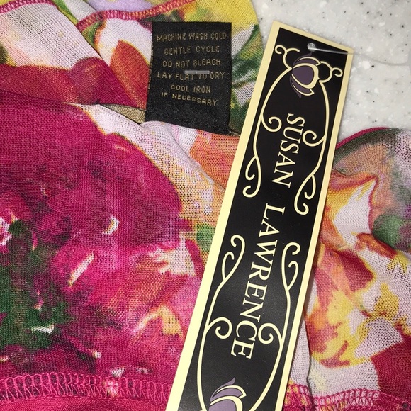 SUSAN LAWRENCE Red Floral Ruffle Tank/Blouse~M~NWT - Picture 7 of 7